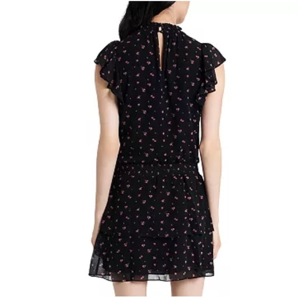 NEW ANTHROPOLOGIE Floral mini Dress MEDIUM Smocked-Neck Flutter-Sleeve Bohemian - Picture 4 of 10